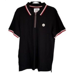 Chamonix Mont Blanc 1/4 Zip Polo Men Large Black Golf Athleisure Preppy Vacation